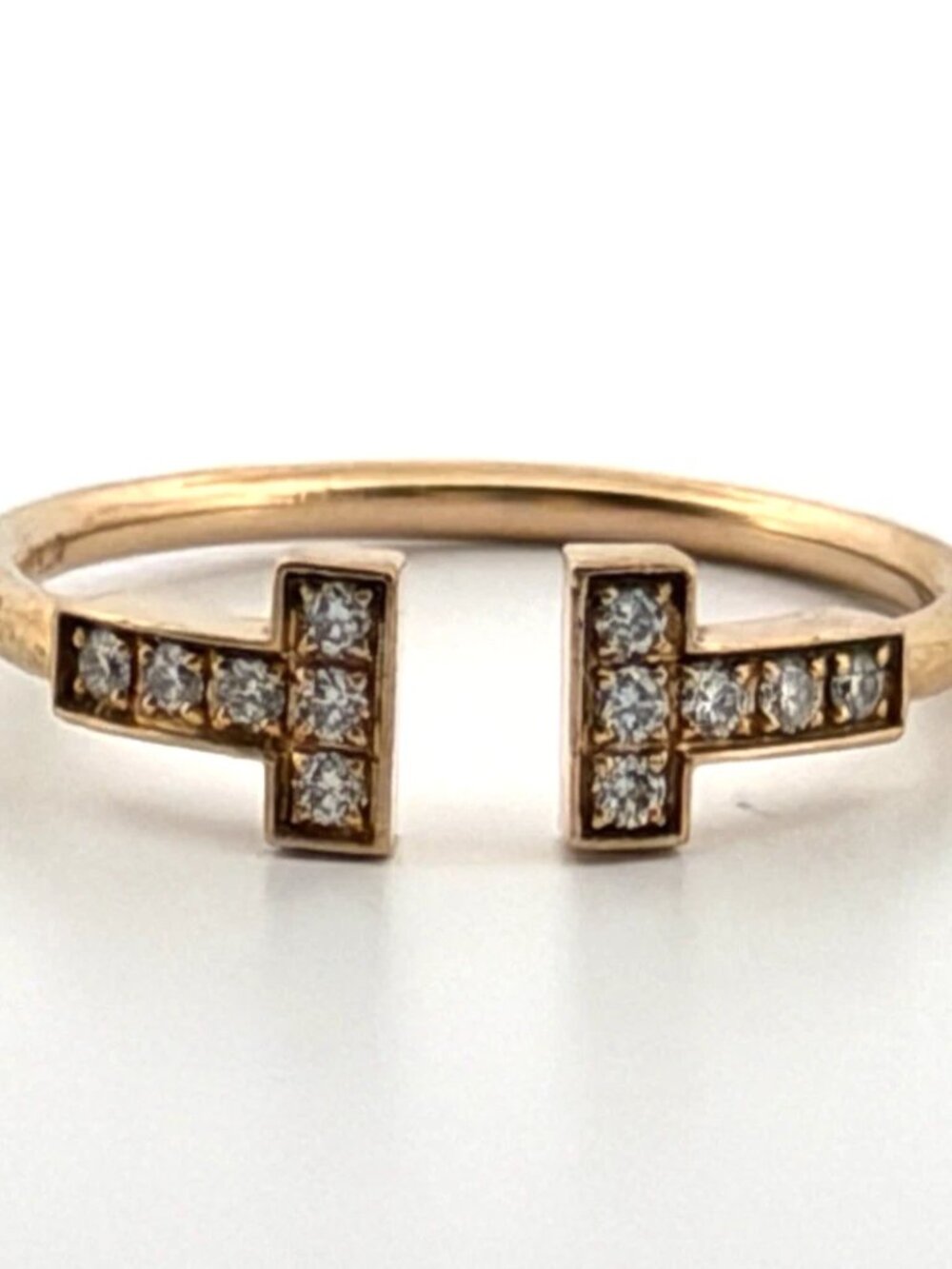 Tiffany & Co. T Diamond Wire Ring 18K Rose Gold 0.13 CTW Size 7
